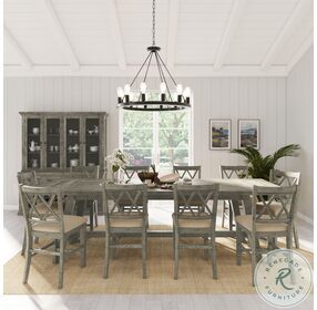 Telluride Driftwood Gray Trestle Extendable Counter Height Dining Room Set