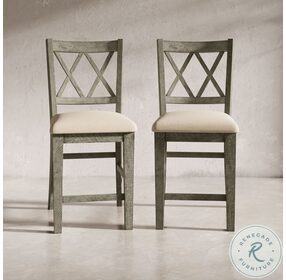 Telluride Beige Double X Back Upholstered Counter Height Stool Set of 2