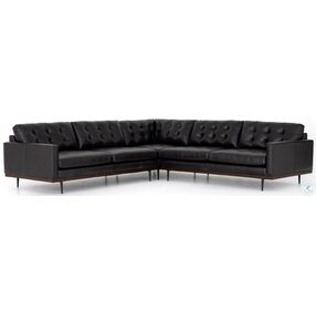 Lexi Sonoma Black Leather 3 Piece Sectional