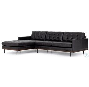 Lexi Sonoma Black Leather 2 Piece Sectional with LAF Chaise