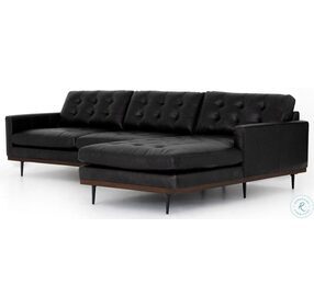 Lexi Sonoma Black Leather 2 Piece Sectional with RAF Chaise