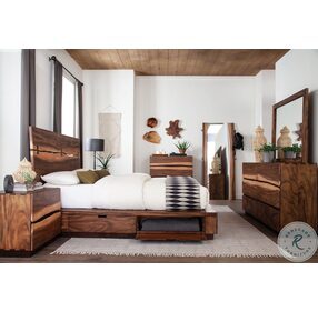 Winslow Smokey Walnut and Coffee Bean Storage Platform Bedroom set