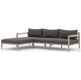 Sherwood Charcoal and Natural Teak Outdoor 2 Piece LAF Sectional