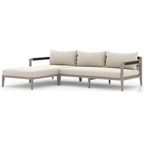 Sherwood Faye Sand and Weathered Gray Outdoor 2 Piece LAF Sectional