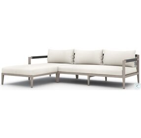 Sherwood Natural Ivory and Weathered Gray Outdoor 2 Piece LAF Sectional