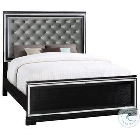 Eleanor Black And Silver Queen Panel Bed