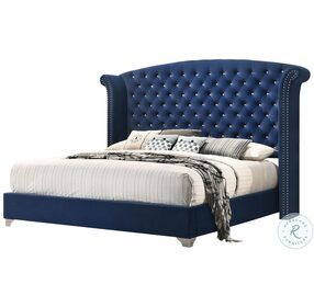 Melody Pacific Blue Queen Upholstered Panel Bed