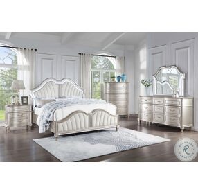 Evangeline Silver And Ivory Tufted Upholstered Platform Bedroom Set