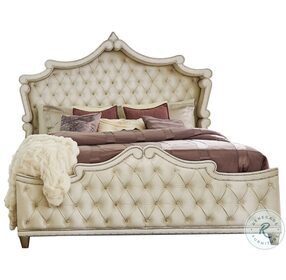 Antonella Ivory And Camel King Upholstered Panel Bed