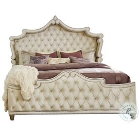 Antonella Ivory And Camel Queen Upholstered Panel Bed