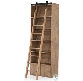 Bane Smoked Pine Bookshelf With Ladder