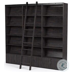 Bane Dark Charcoal Triple Bookshelf With Ladder