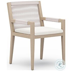 Sherwood Natural Ivory and Washed Brown Outdoor Arm Chair
