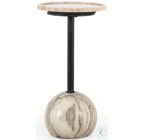 Viola Antique White Marble And Black Accent Table