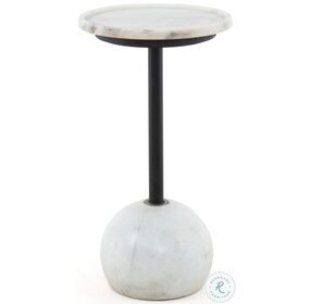 Viola Polished White Marble Accent Table