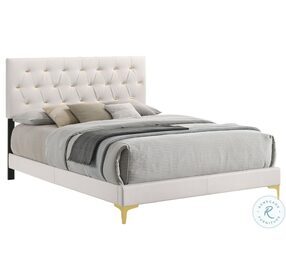 Kendall White Tufted King Upholstered Panel Bed