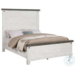 Lilith Distressed Gray And White King Panel Bed