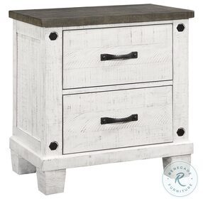 Lilith Distressed Gray And White 2 Drawer Nightstand