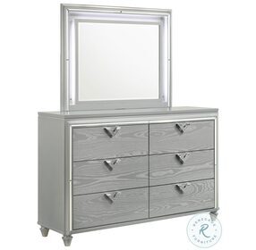 Veronica Light Silver 6 Drawer Dresser and Mirror