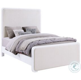 Anastasia Pearl White And Beige Boucle Upholstered King Panel Bed