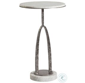 Signature Designs White And Pitted Antiqued Iron Vega Round Spot Table