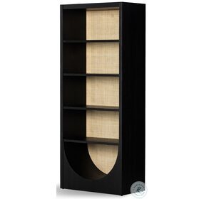 Higgs Brushed Ebony Oak Veneer Bookcase