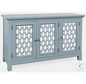 Isabella Blue 54" Mirrored Accent Cabinet