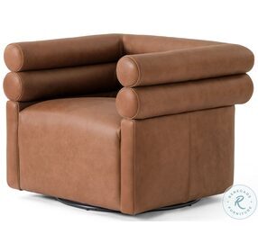 Evie Palermo Cognac Leather Swivel Chair