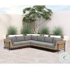 Cavan Charcoal And Washed Brown Bronze Metal Outdoor 6 Piece Sectional