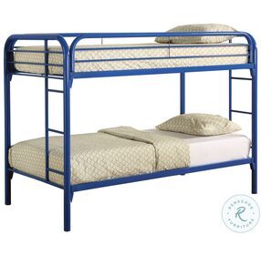 Morgan Blue Twin Over Twin Metal Bunk Bed