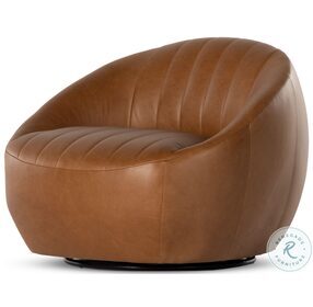 Audie Heirloom Sienna Leather Swivel Chair