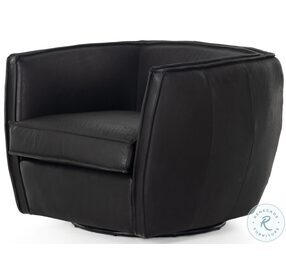 Rashi Heirloom Black Leather Swivel Chair