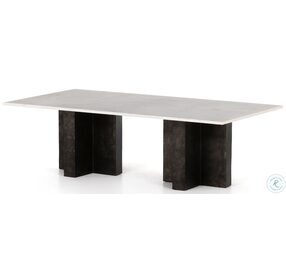 Terrell Raw Black And Polished White Marble Coffee Table