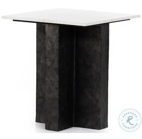 Terrell Raw Black And Polished White Square End Table