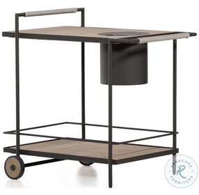 Loring Bronze And Washed Brown Outdoor Bar Cart