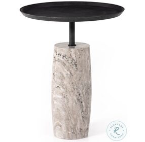 Cronos River Grey Marble Solid End Table