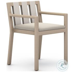 Sonoma Faye Sand And Washed Brown Outdoor Dining Arm Chair