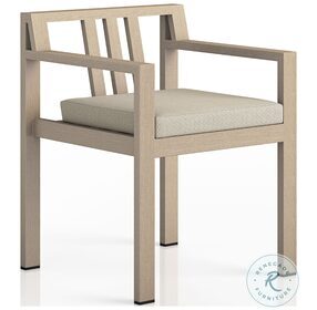 Monterey Faye Sand And Washed Brown Outdoor Dining Arm Chair