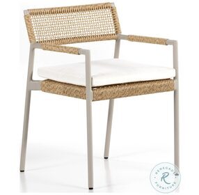 Niles Hyacinth Dove Taupe And Natural Outdoor Dining Arm Chair
