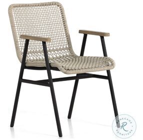 Avera Washed Brown And Bronze Outdoor Dining Chair