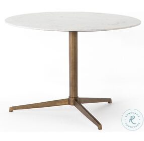 Helen Polished White Marble And Raw Brass Round Bistro Table