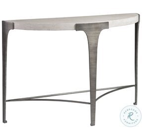 Signature Designs White Travertine And Ribbed Silver Leaf Cachet Console Table