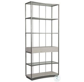Signature Designs White Travertine And Ribbed Silver Leaf Cachet Etagere