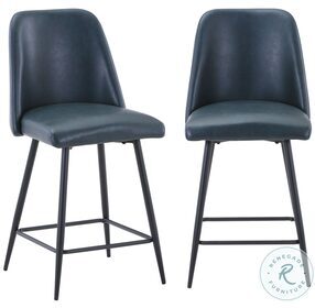 Maddox Blueberry Upholstered Counter Height Stool Set of 2