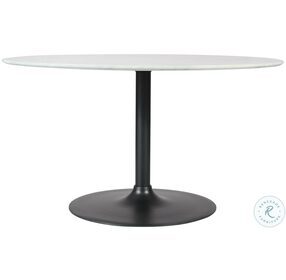 Rowan Gunmetal And White Marble 54" Round Pedestal Dining Table