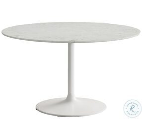 Rowan White Marble 54" Round Pedestal Dining Table