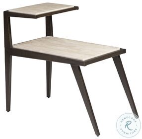 Signature Designs Desert Travertine And Ribbed Brown Adamo Cafe Side Table