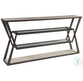 Signature Designs Desert Travertine And Ribbed Brown Adamo Cafe Console Table