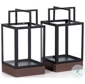 Delsin Red Clay And Satin Black Outdoor Small Lantern