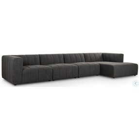 Langham Saxon Charcoal Channeled 4 Piece RAF Chaise Sectional